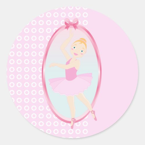 Ballerina birthday party classic round sticker