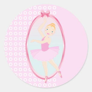 Ballerina birthday party classic round sticker
