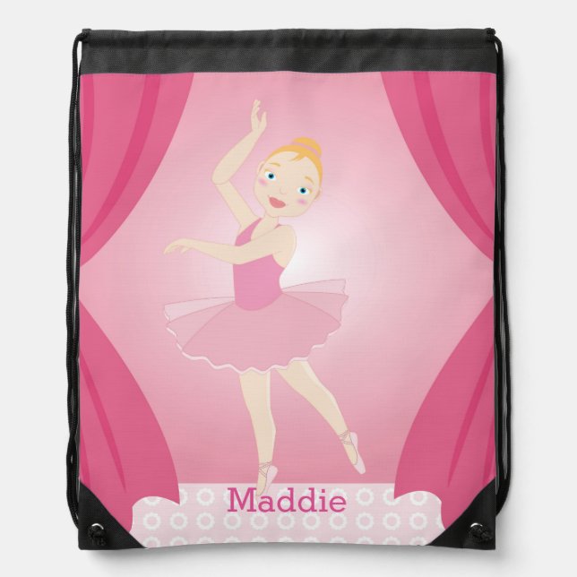 Ballerina birthday party drawstring bag (Front)