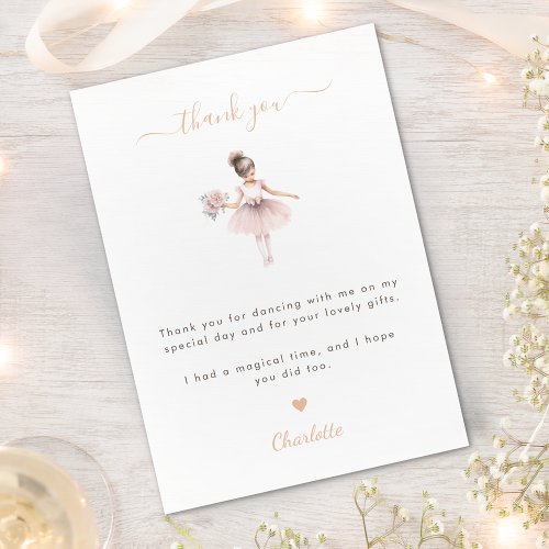 Ballerina Birthday Party Girl Pink Elegant Thank You Card