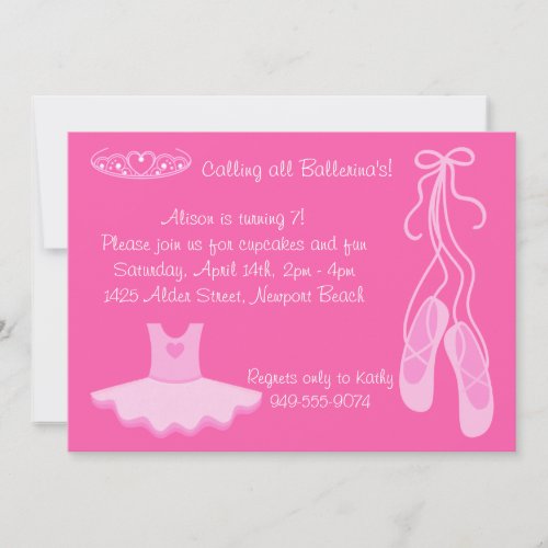 Ballerina Birthday Party Invitation