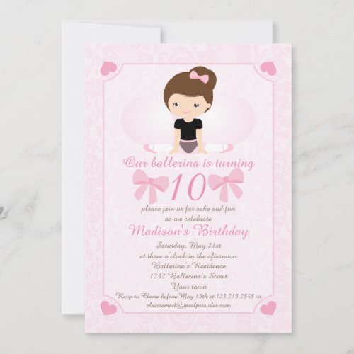 Ballerina Birthday Party Announcement
