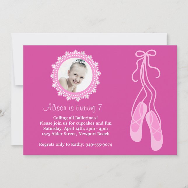 Ballerina Birthday Party Invitation (Front)