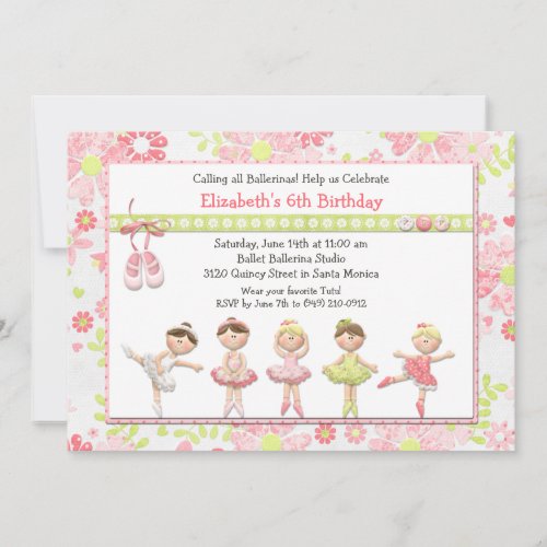 Ballerina Birthday Party Invitation