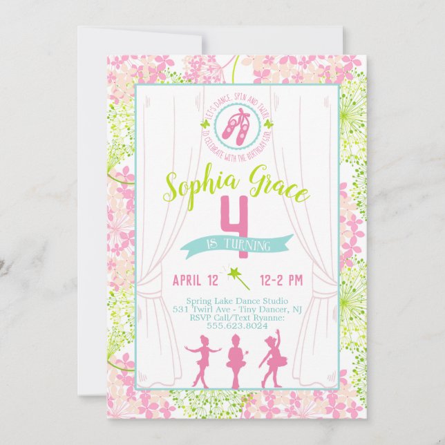 Ballerina Birthday Party Invitation (Front)
