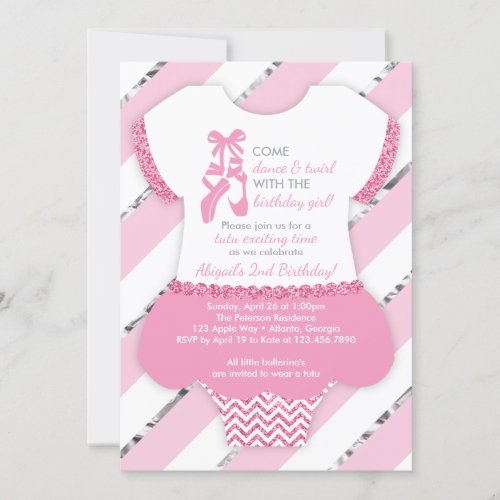 Ballerina Birthday Party Invitation Tutu Pink Invitation