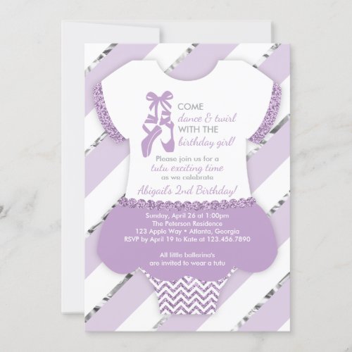 Ballerina Birthday Party Invitation Tutu Purple Invitation