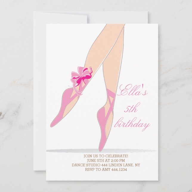 Ballerina Birthday Party Invitations (Front)
