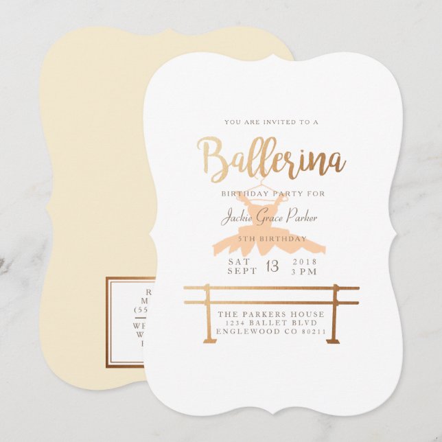 Ballerina Birthday Party Invite (Front/Back)