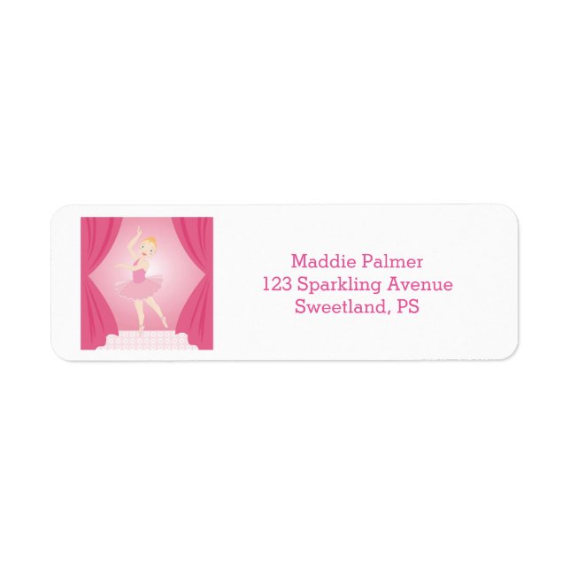 Ballerina birthday party label (Front)