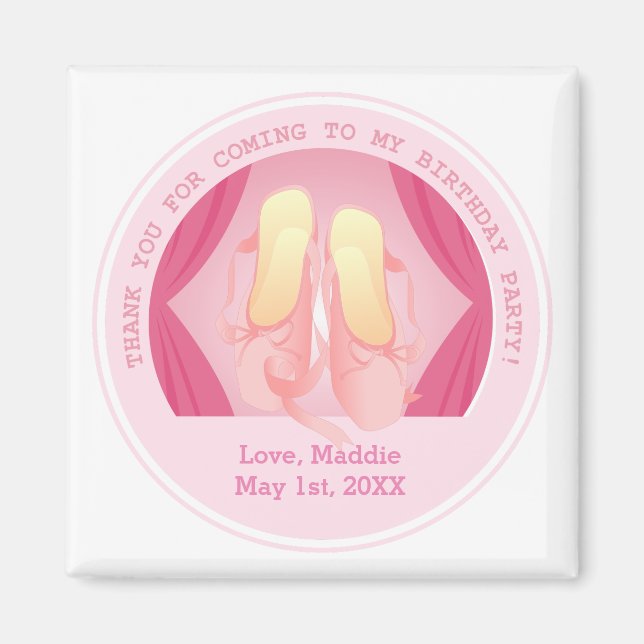 Ballerina birthday party magnet (Front)