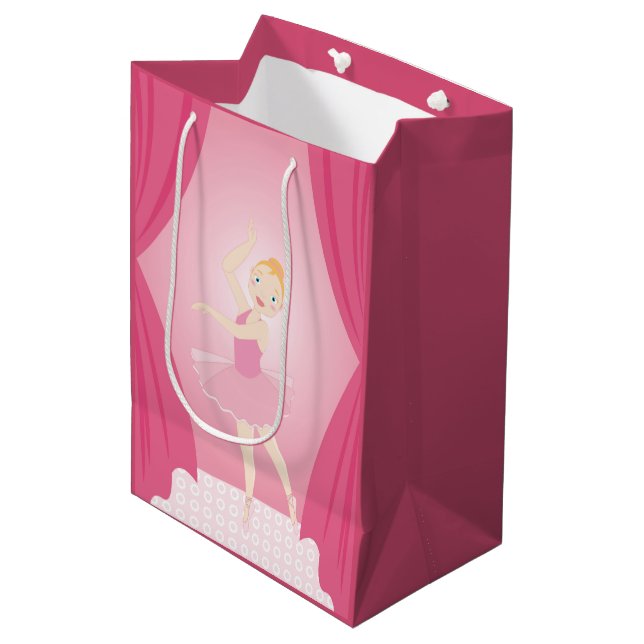 Ballerina birthday party medium gift bag (Front Angled)