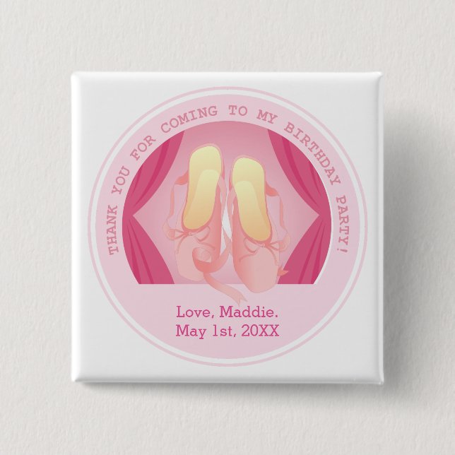 Ballerina birthday party pinback button (Front)