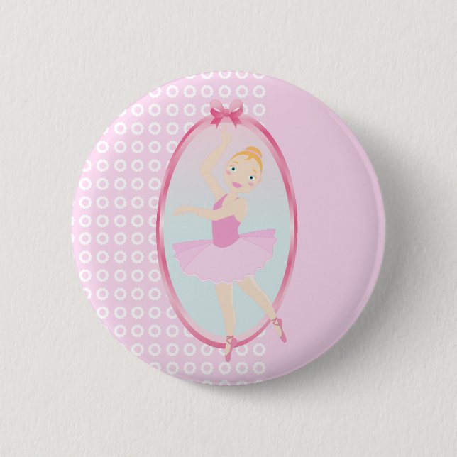 Ballerina birthday party pinback button (Front)