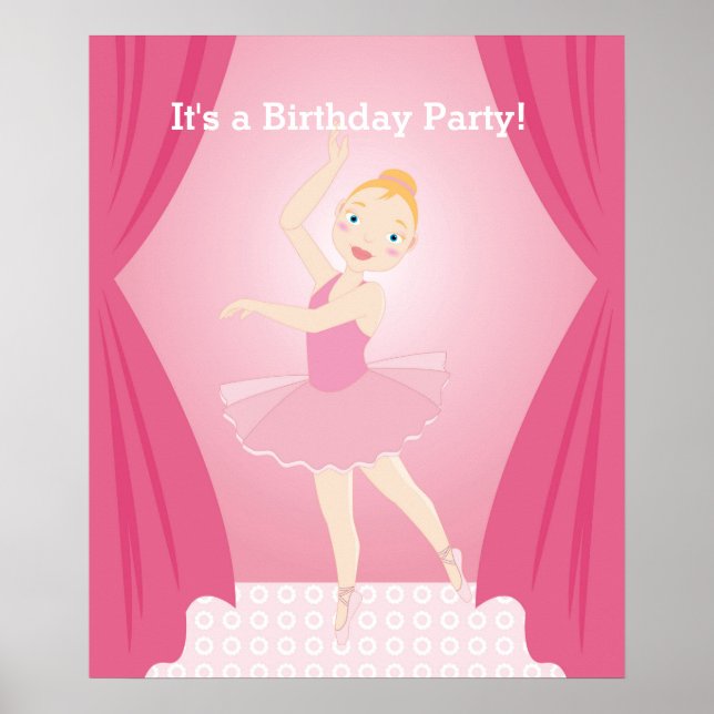 Ballerina birthday party poster (Front)