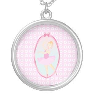 Ballerina birthday party silver plated necklace