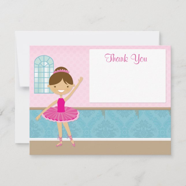 Ballerina Birthday Party Thank You Card (Front)