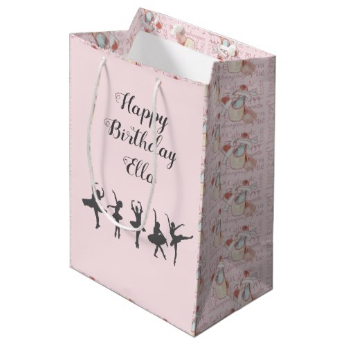 Ballerina Birthday Personalized Name Dancer Party Medium Gift Bag