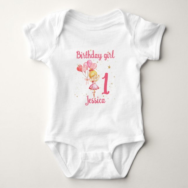 Ballerina Birthday pink Baby Bodysuit (Front)