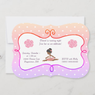 Ballerina Birthday polka dot Invitation