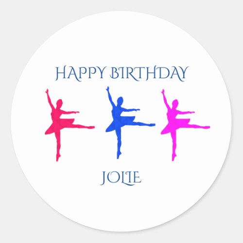 Ballerina birthday stickers with childs name