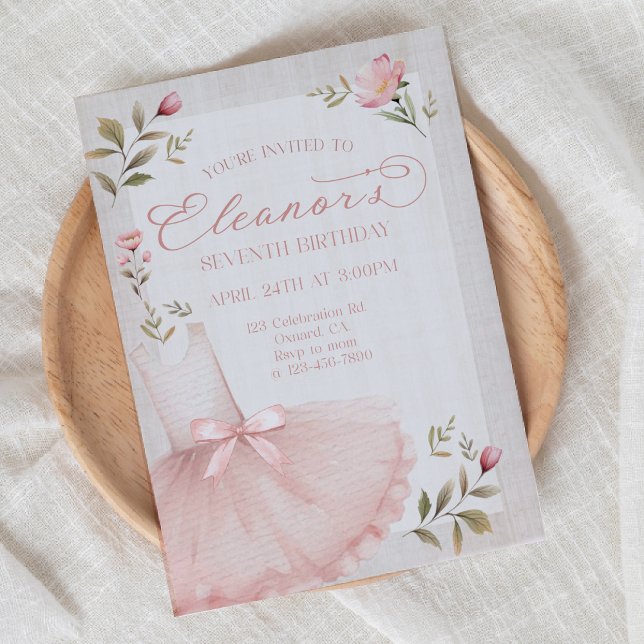 Ballerina Birthday, Tutu, Pink Tutu, Girl Birthday Invitation (Creator Uploaded)