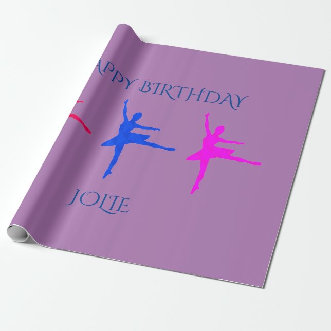 Ballerina birthday wrapping paper.  Custom name. Wrapping Paper (Unrolled)