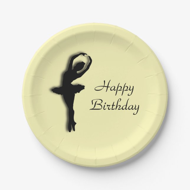 Ballerina Birthday Yellow Paper Plates (Front)