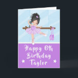 Ballerina Black Hair Girl Purple Happy Birthday Ca Card<br><div class="desc">An adorable black haired ballerina in a purple tutu performing ballet beside a ballet barre in front of a mirror.
Graphics by MUJKA and PrettyGrafik</div>
