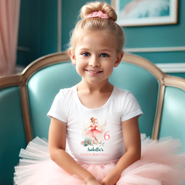 Ballerina Blond Pink Teal Name Birthday Girl Toddler T-shirt (Ballerina Blond Pink Teal Name Birthday Girl Toddler T-shirt)