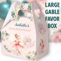 Ballerina Blonde Pink Floral Girl Birthday Large Favor Boxes