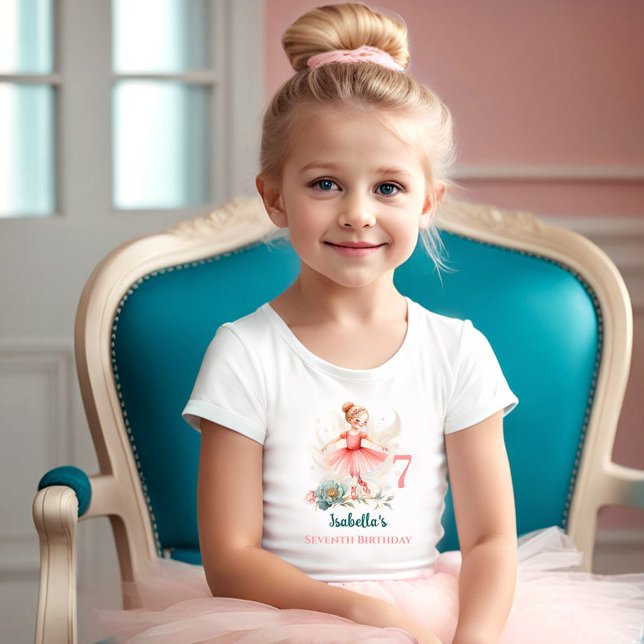 Ballerina Blonde Pink Teal Name Birthday Girl T-Shirt (Ballerina Blonde Pink Teal Name Birthday Girl T-Shirt)