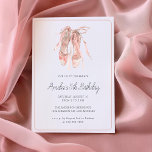 Ballerina Blush Pink Dance Girly 5th Birthday  Invitation<br><div class="desc">Ballerina Pointe Dance Shoes Cute Ballet Blush Pink Girly Birthday Party Invitation Template,  fully customizable kids birthday party invitation with a ribbon pattern on the back</div>