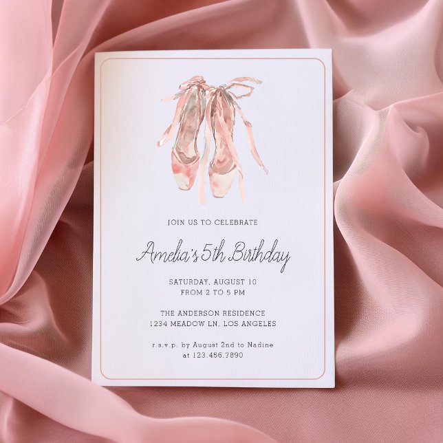 Ballerina Blush Pink Dance Girly 5th Birthday  Invitation (Creator Uploaded)