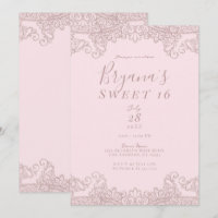 Ballerina Blush Pink Glitter Lace Sweet 16 Party