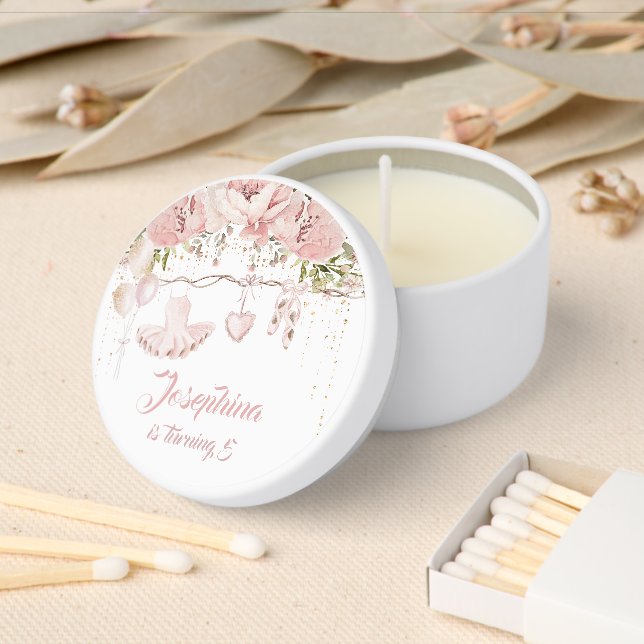 Ballerina blush pink tutu birthday party ballet  mini candle favors (Insitu)