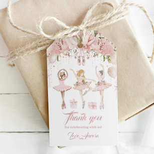 Ballerina blush pink tutu birthday party thank you gift tags