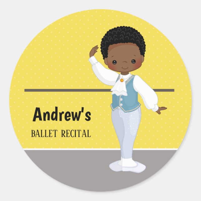 Ballerina boy - choose background color classic round sticker (Front)
