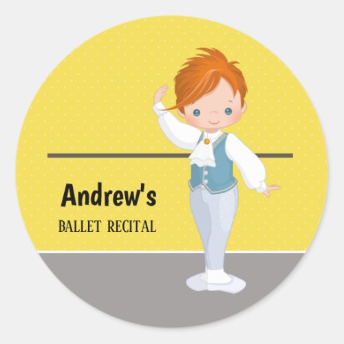 Ballerina boy _ choose background color classic round sticker