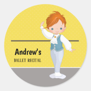 Ballerina boy - choose background color classic round sticker