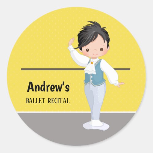 Ballerina boy _ choose background color classic round sticker