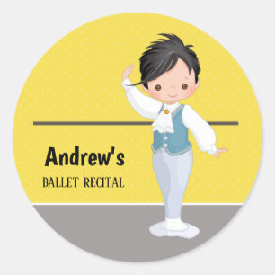 Ballerina boy - choose background color classic round sticker