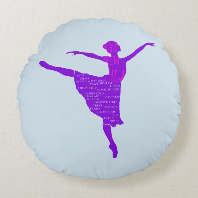 Ballerina  Brushed Polyester Round throw cushion (Front)