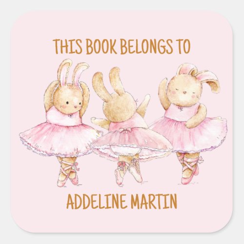 Ballerina Bunnies Dance Pink Childs Bookplate 