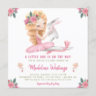 Ballerina Bunny Baby Shower Invitation