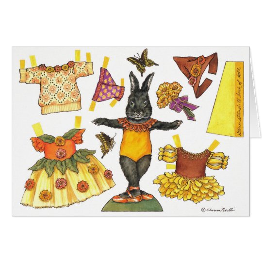 Ballerina Bunny Halloween Paper Doll card