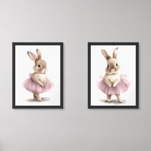 Ballerina Bunny Nursery Art Print Animal Ballet Wall Art Sets