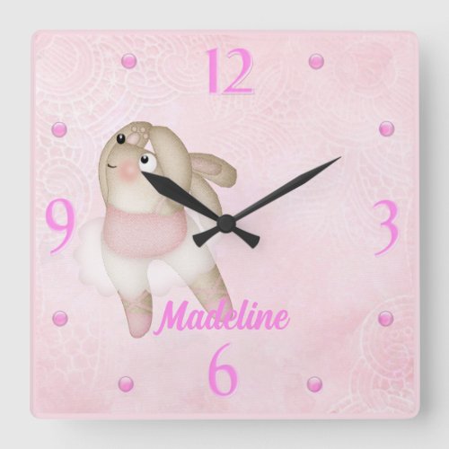 Ballerina Bunny Nursery Wall Clock
