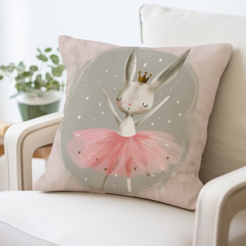 Ballerina Bunny Pillow Pink Tutu Rabbit Throw Pillow