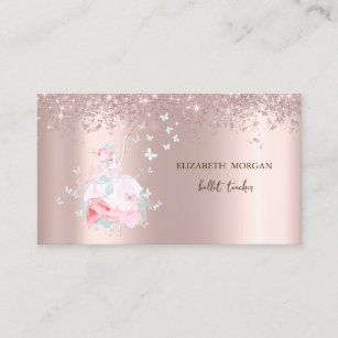 Ballerina Butterflies Confetti Rose Gold  Business Card